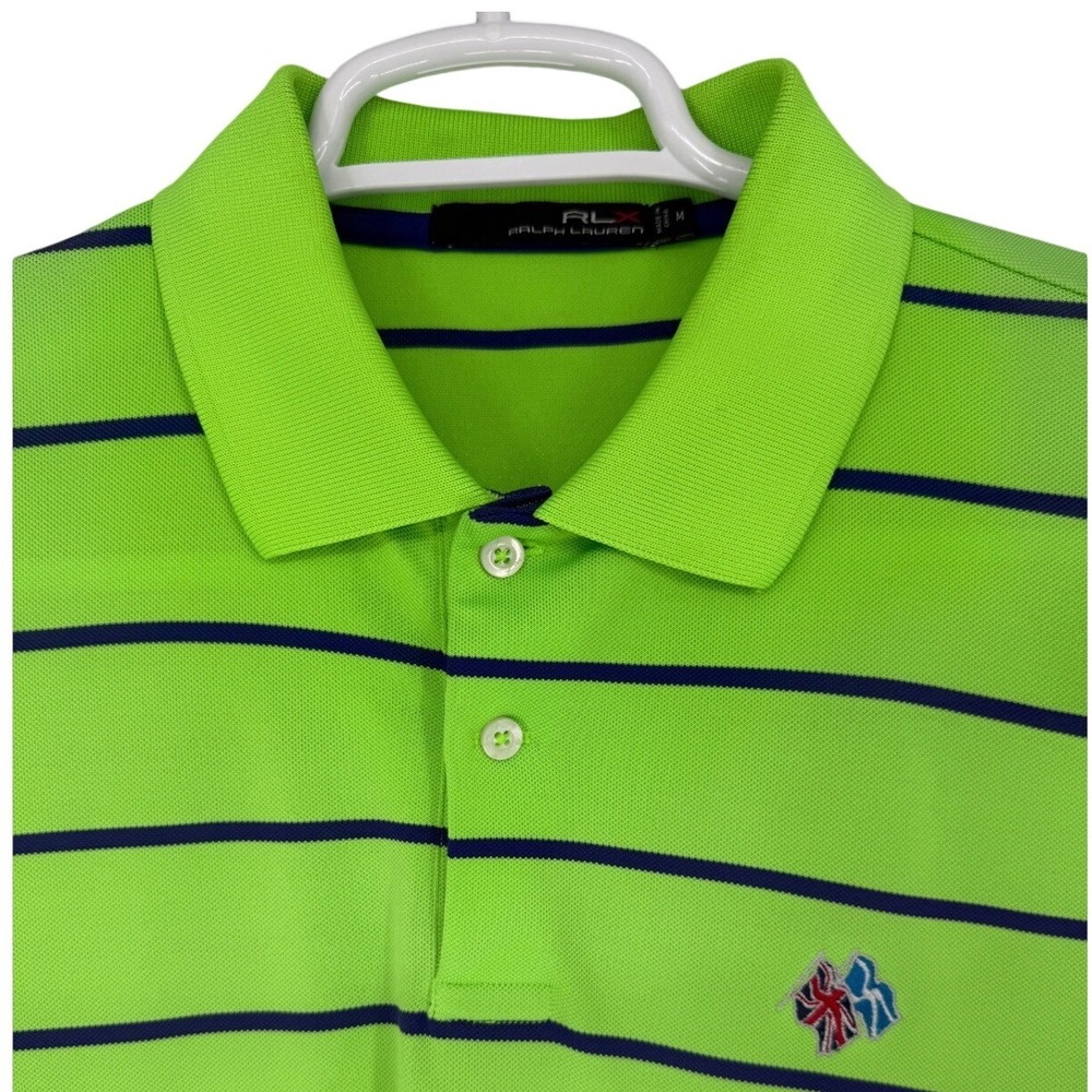 RLX Ralph Lauren Stripe Golf Polo Shirt Short Sleeve Sz M Frederica Sea Island